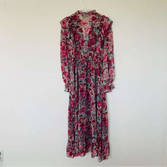 Zara Women’s Floral long sleeve Long Lined Dress Size M - Picture 6 of 16